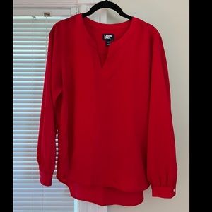 NWOT Lands’ End Red Long Sleeve Sheer Top